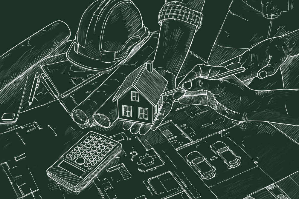 Croquis d'un chantier de construction